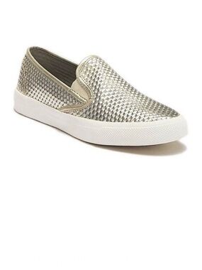 Sperry Top Sider Seaside Emboss Platinum Woven Slip-On Sneakers Womens 8.5